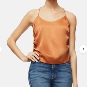 Good American The Ruched Satin Cami tank top satin  in Copper size 2 (Medium)
